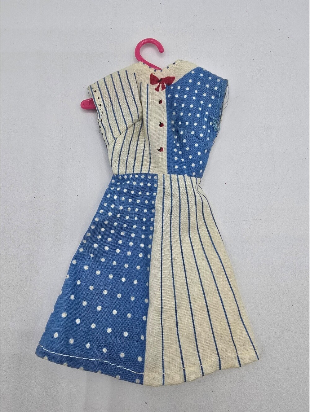 Vintage 50s hand made Barbie blue white polka dot dress